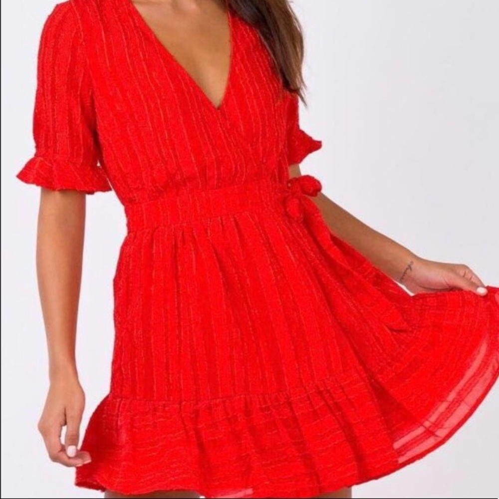 Princess Polly ruffle wrap dress.